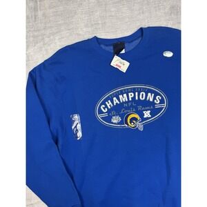 Vintage St Louis Rams Sweatshirt Mens LArge Blue Super Bowl CHamps XXIV NFL Y2K